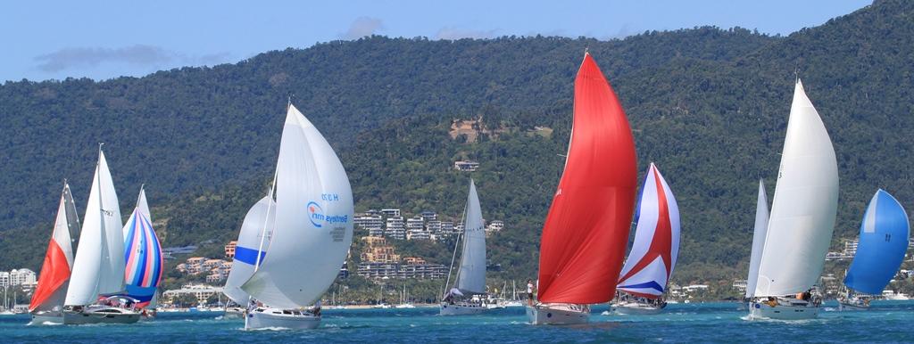 Airlie Beach Race Week 2013, Cruising Div II heading out to the Double Cones on race day one © Shirley Wodson
